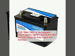 12.8V 108ah 1360CCA wiederaufladbare Lifepo4 Batterie 1382WH mit eingebauter BMS Nennspannung für Auto Motor Start und Stopp